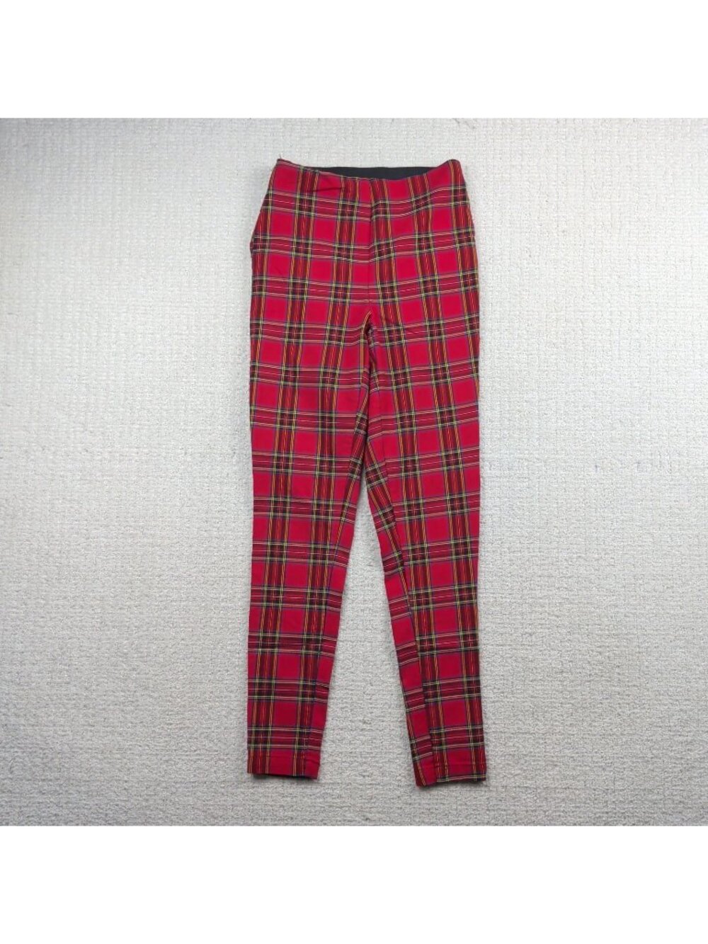 Y2K Forever 21 Pants Womens S Red Plaid Tartan Slim Punk Grunge High Waisted